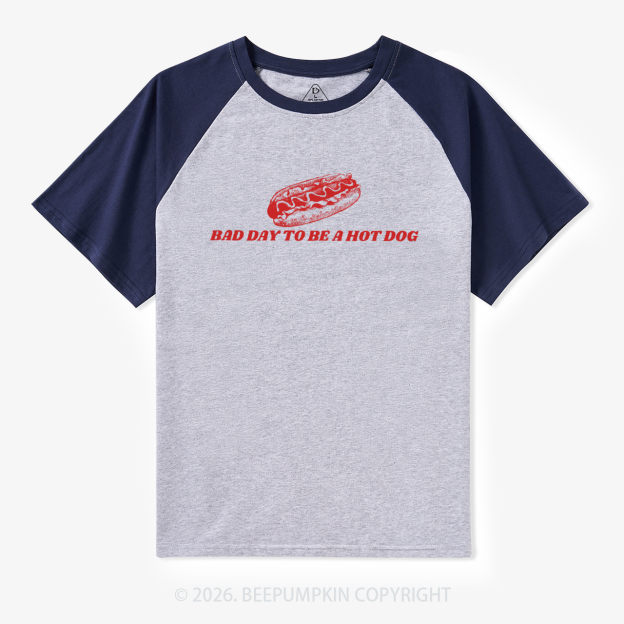 Bad Day To Be A Hot Dog Retro Raglan T-shirt