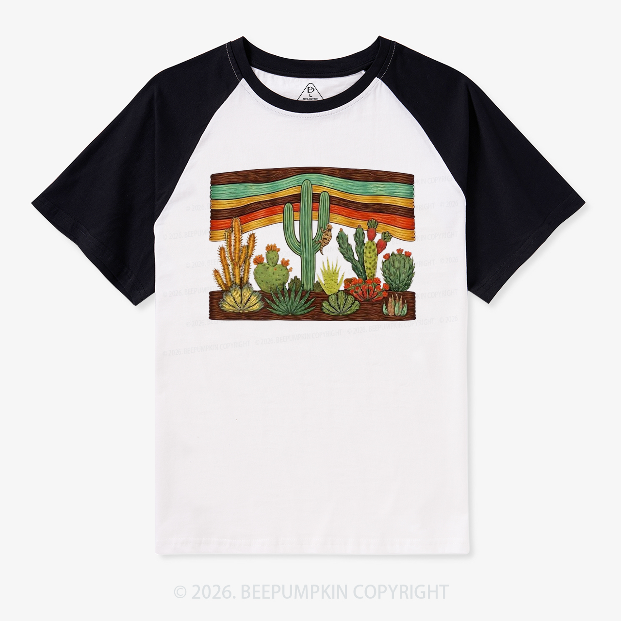 Desert Cactus Retro Raglan T-shirt