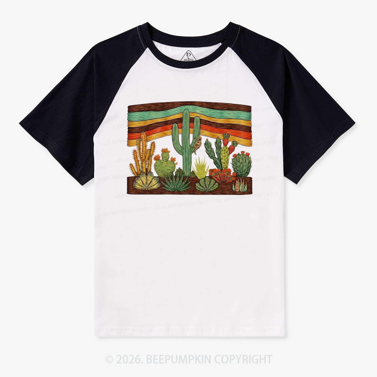 Desert Cactus Retro Raglan T-shirt