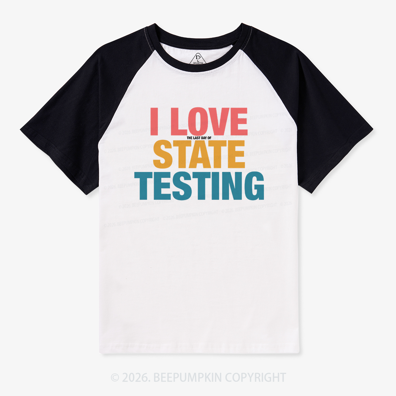 I Love State Testing Retro Raglan T-shirt