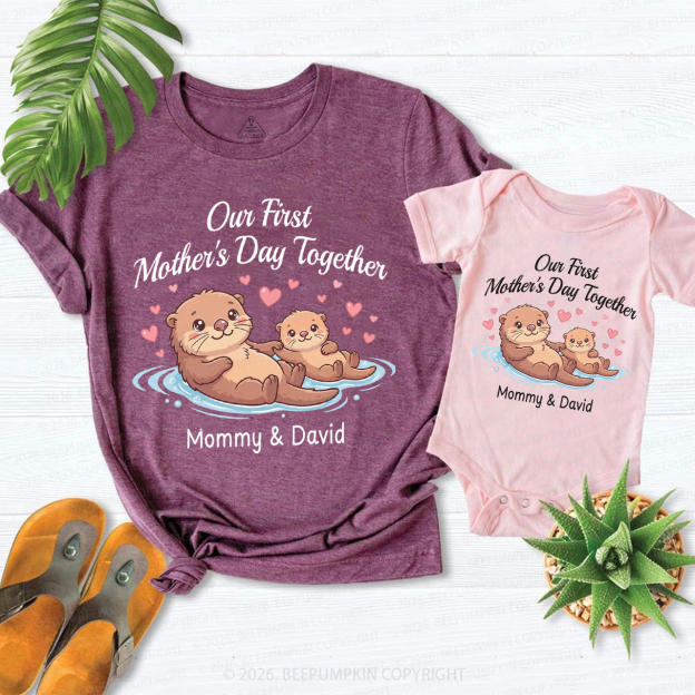 Personalized Our First Mother’s Day Otter Mom&Me Matching T-Shirts