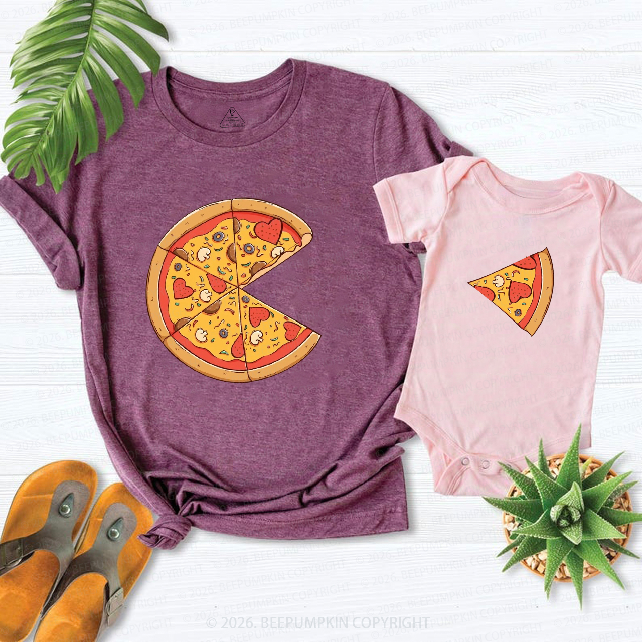Cute Pizza Piece Mom&Me Matching T-Shirts