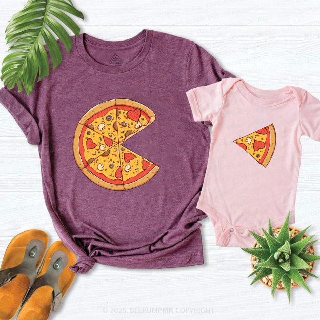 Cute Pizza Piece Mom&Me Matching T-Shirts