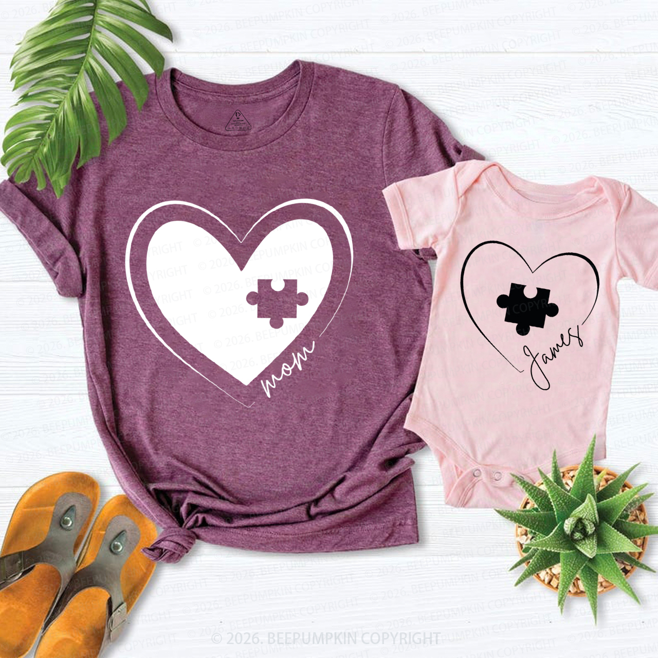 Heart Puzzle and Missing Piece Mom&Me Matching T-Shirts