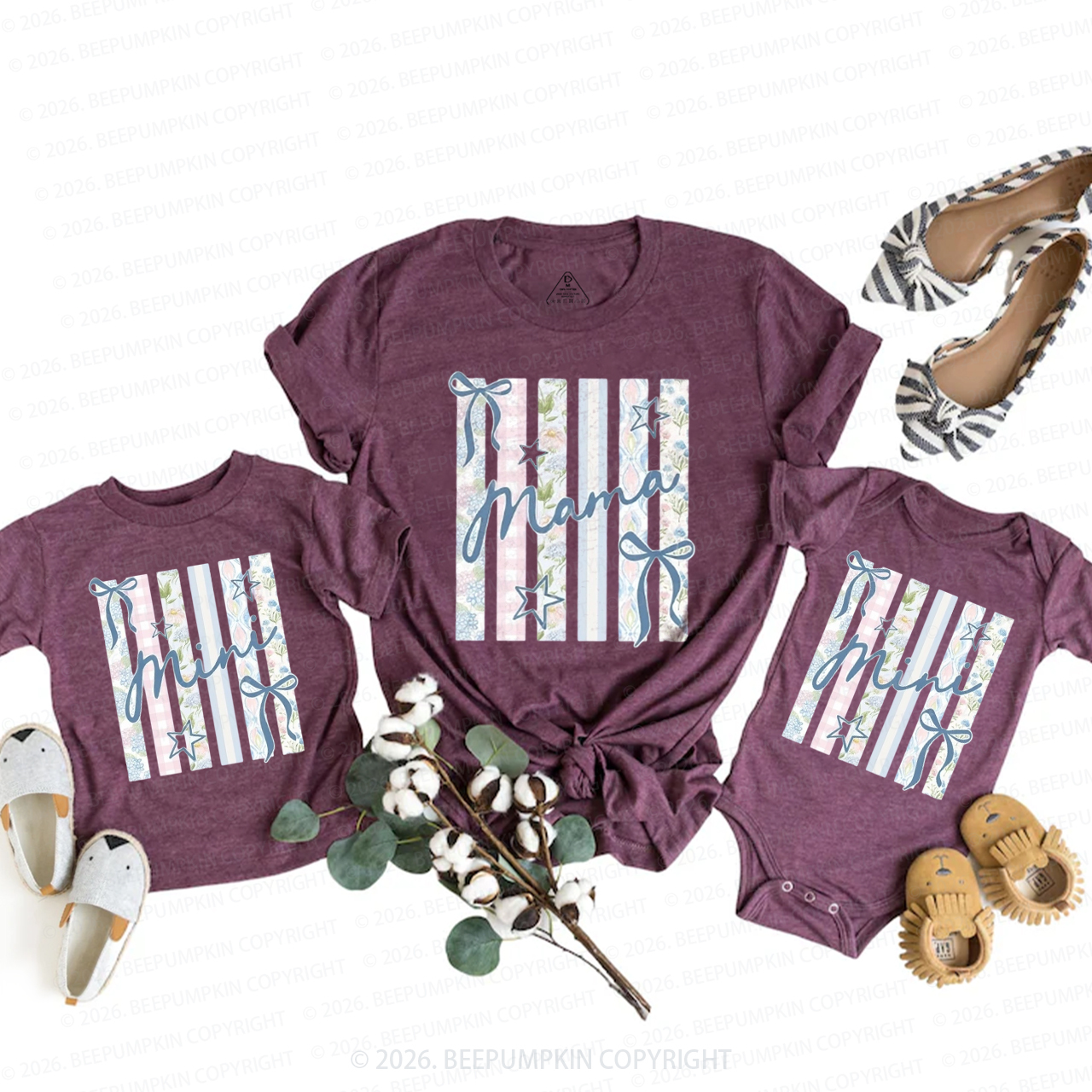 Coquette Preppy Mother's Day Mom&Me Matching T-Shirts