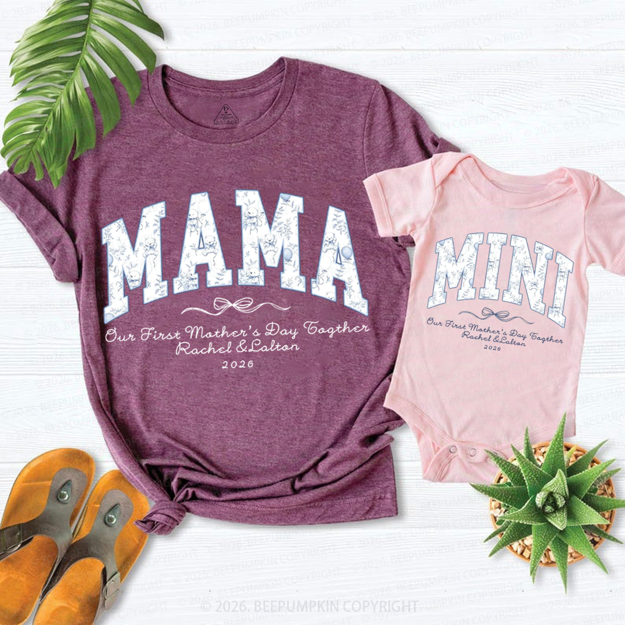 Personalized Our First Mothers Day Together Teddy Bear Mom&Me Matching T-Shirts