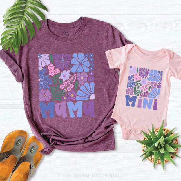 Spring Boho Flower Mama and Mini Mom&Me Matching T-Shirts