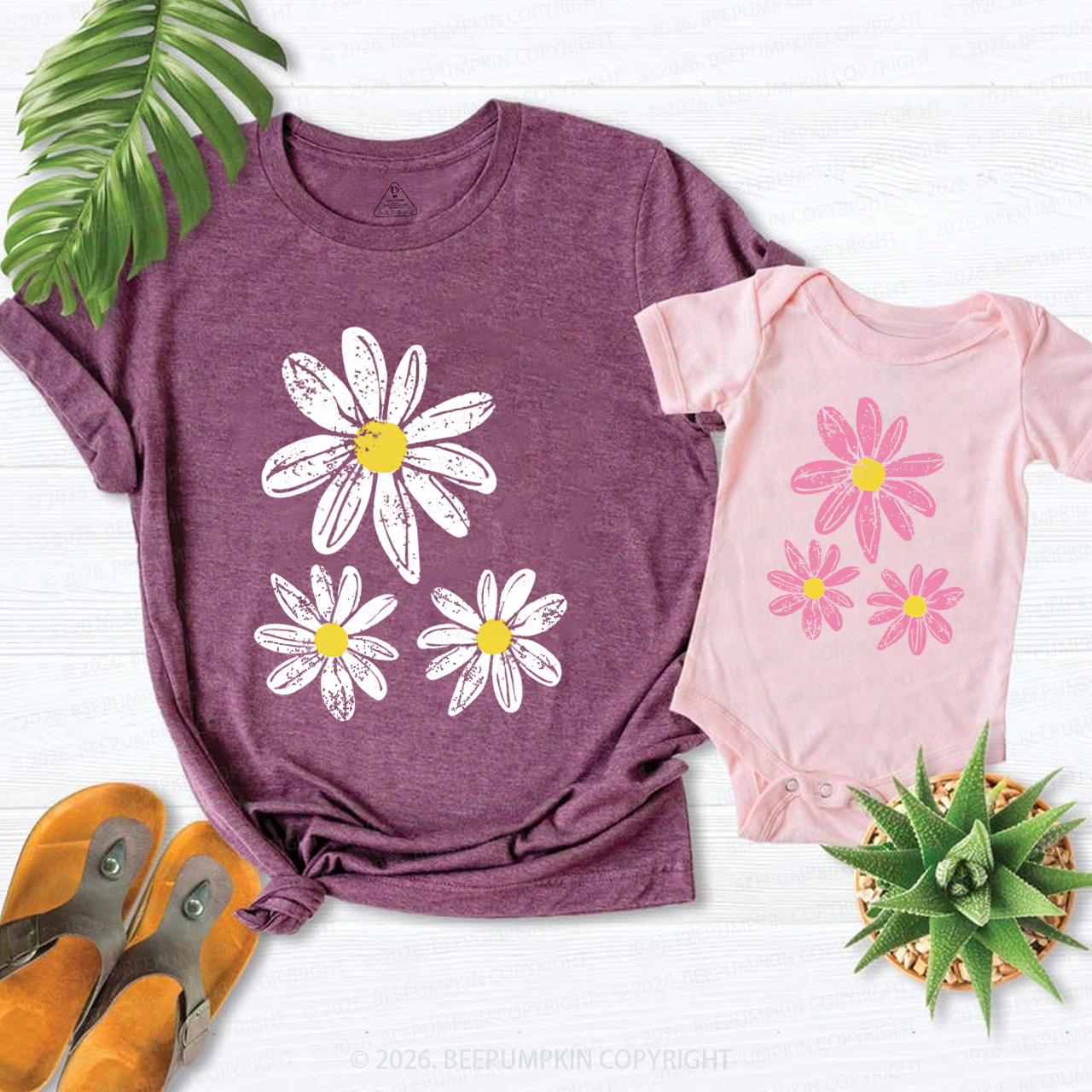 Daisy Boho Floral Mom&Me Matching T-Shirts