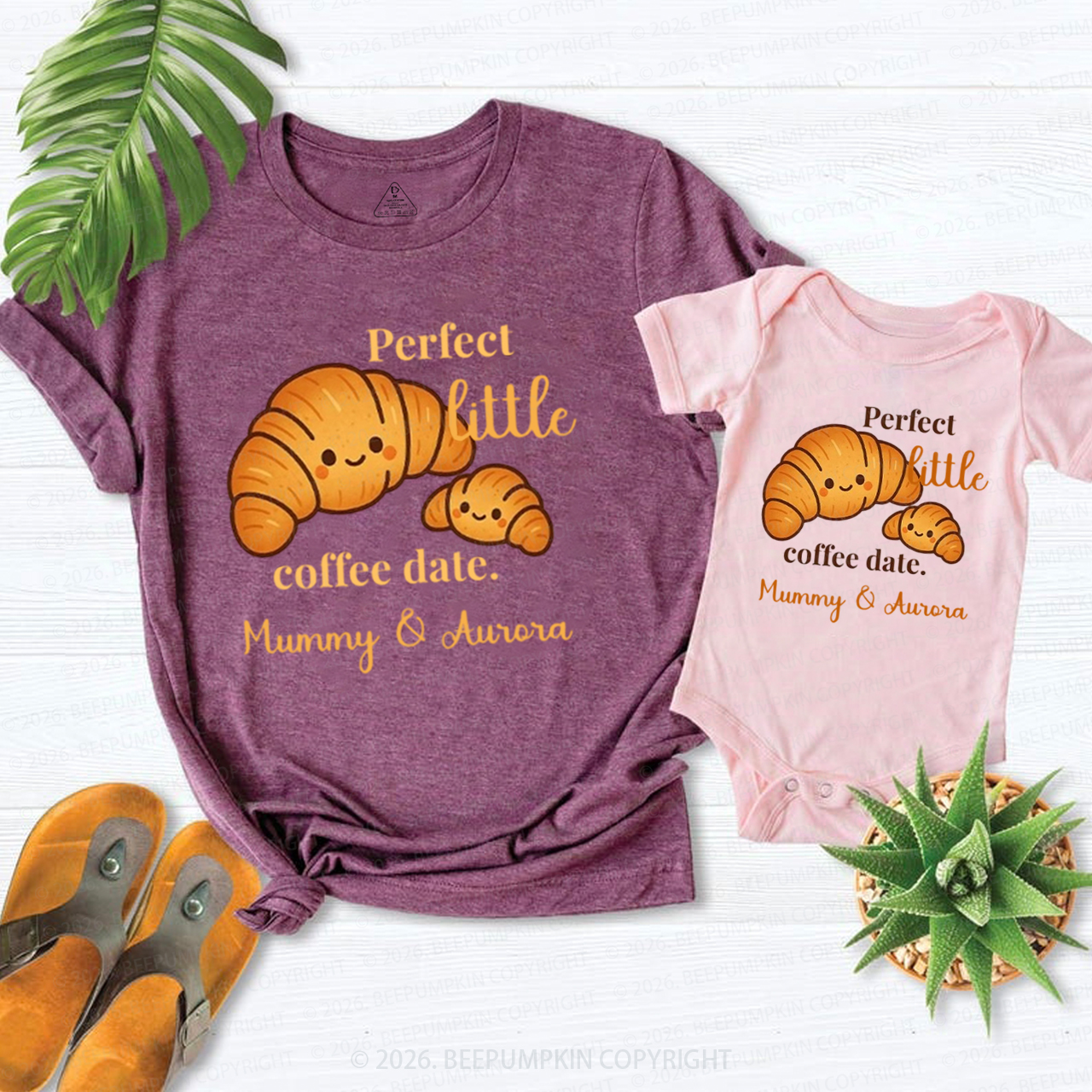 Personalized Croissant Mom&Me Matching T-Shirts