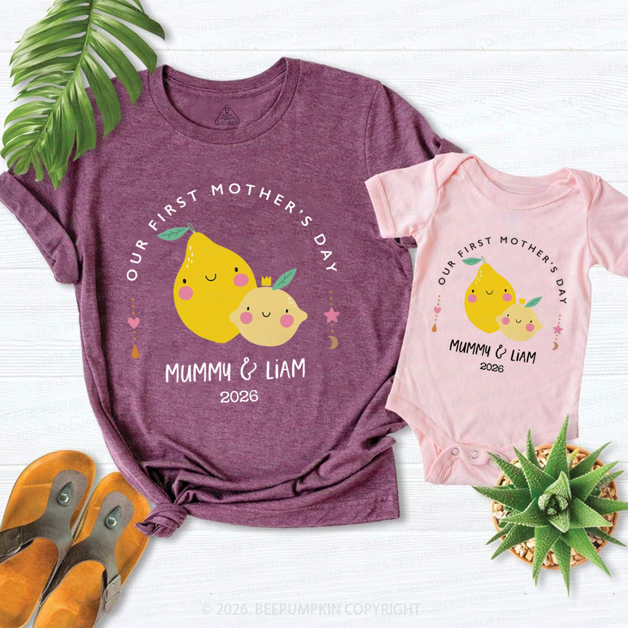 Personalized Lemon Our First Mother's Day Mom&Me Matching T-Shirts
