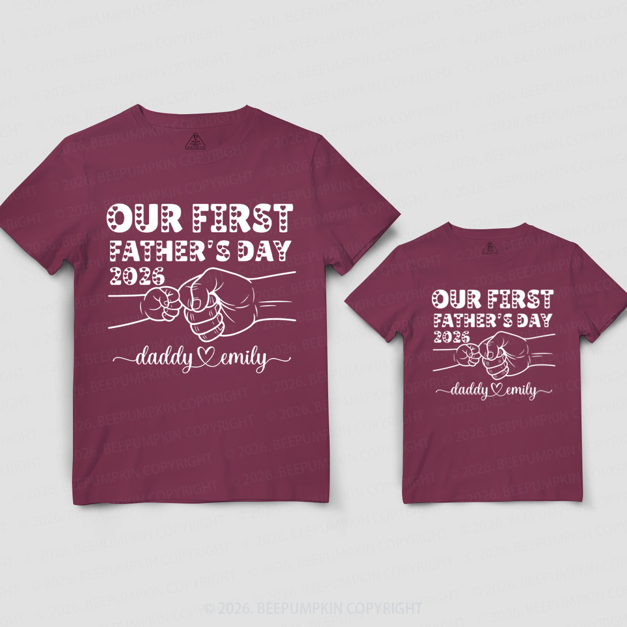Personalized Cute Our First Fathers Day Dad&Me Matching Shirts