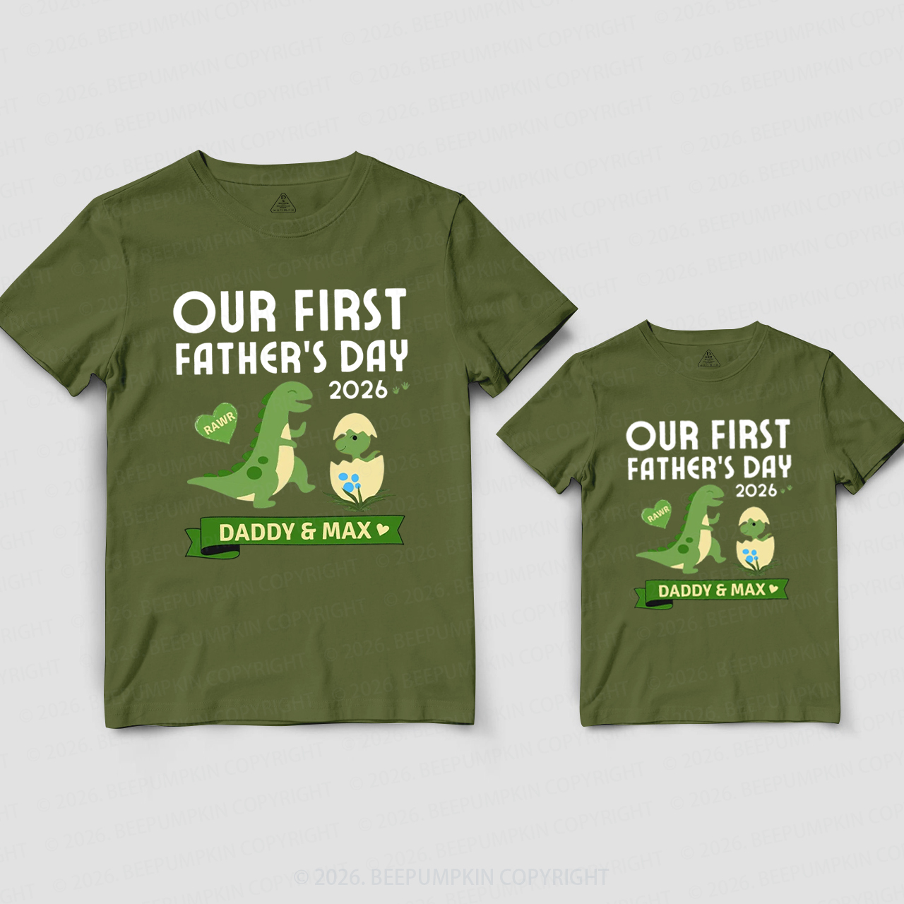 Personalized Our First Fathers Day Dinosaur Dad&Me Matching Shirts