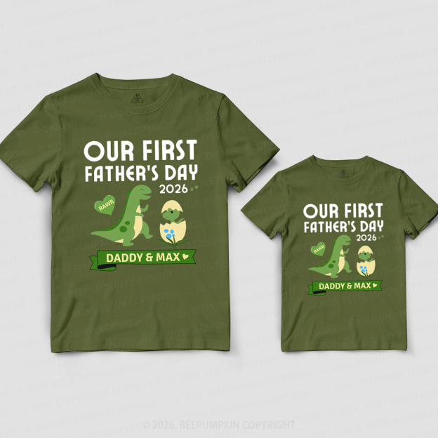 Personalized Our First Fathers Day Dinosaur Dad&Me Matching Shirts