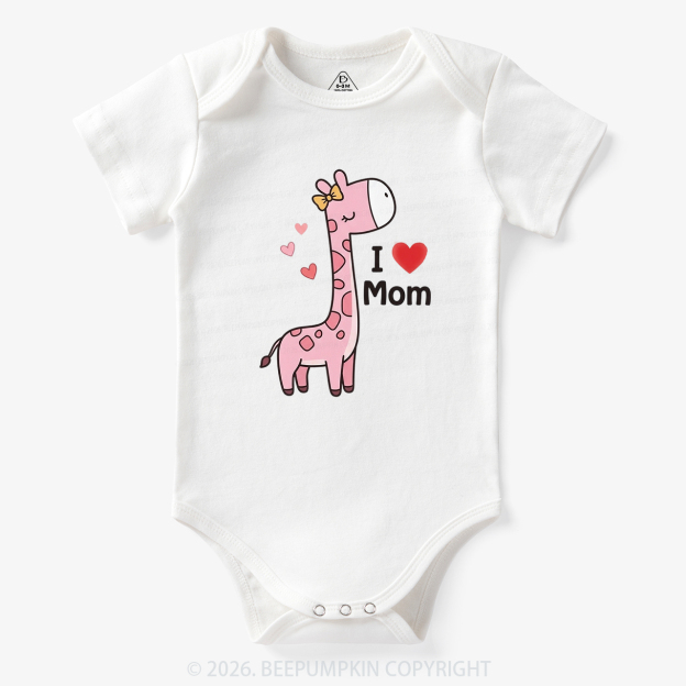 I Love Mom and Dad Giraffe Bodysuit