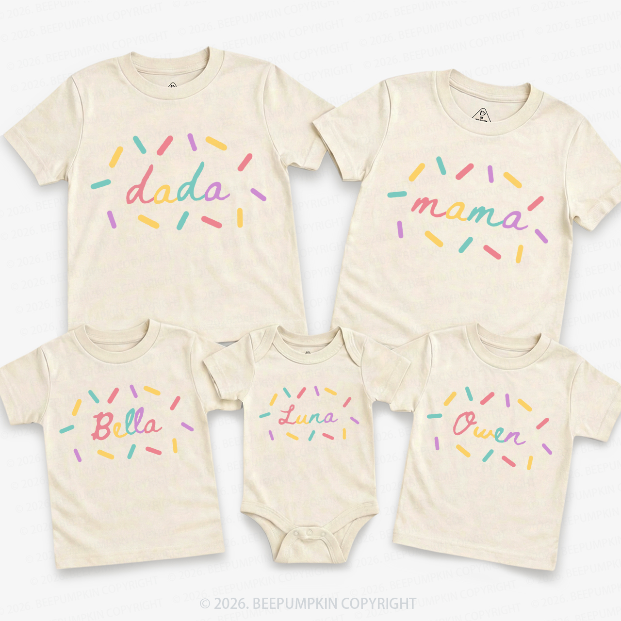 Personalized Sprinkles Donut Theme Family Matching T-Shirts
