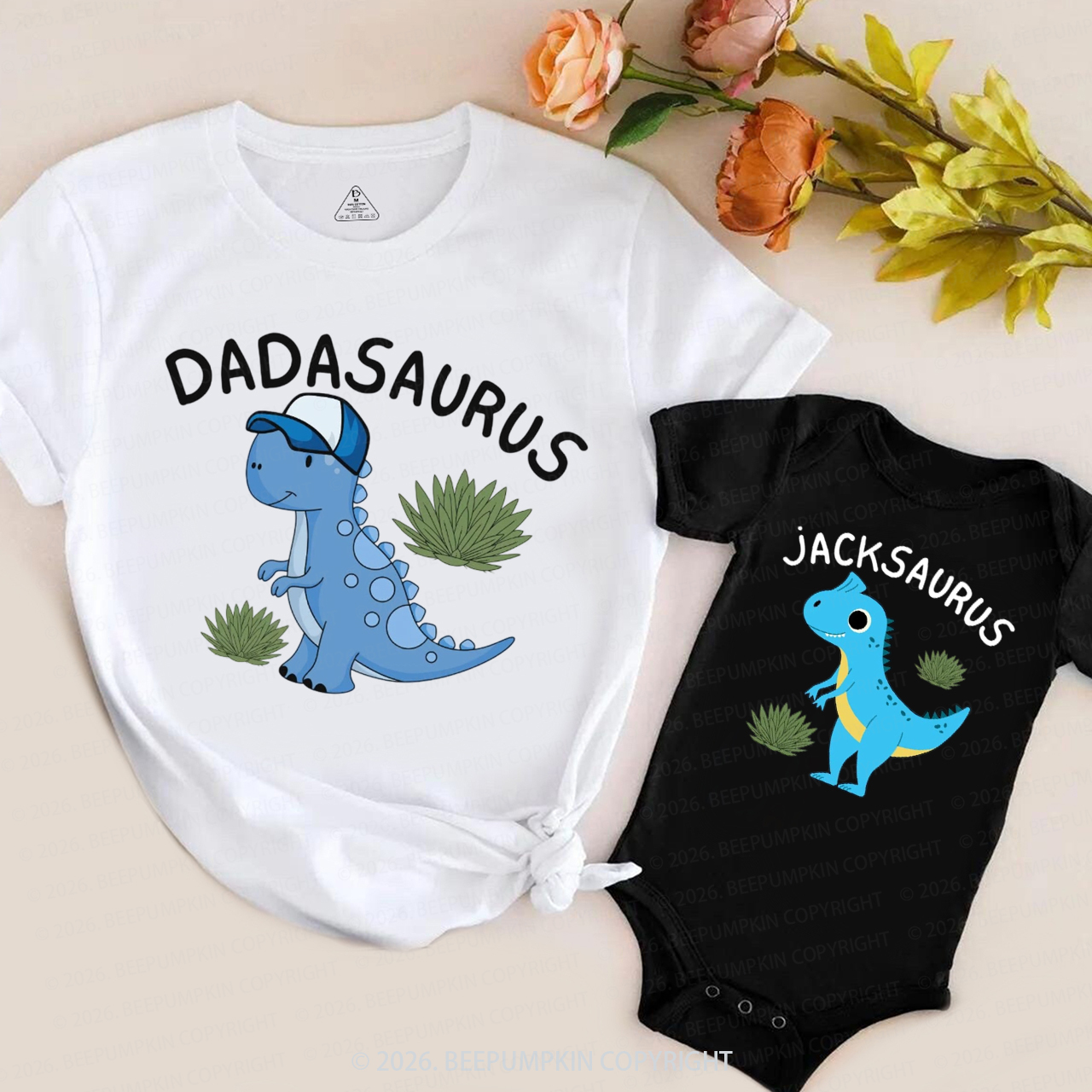 Personalized Cute Dinosaur Family Matching T-Shirts