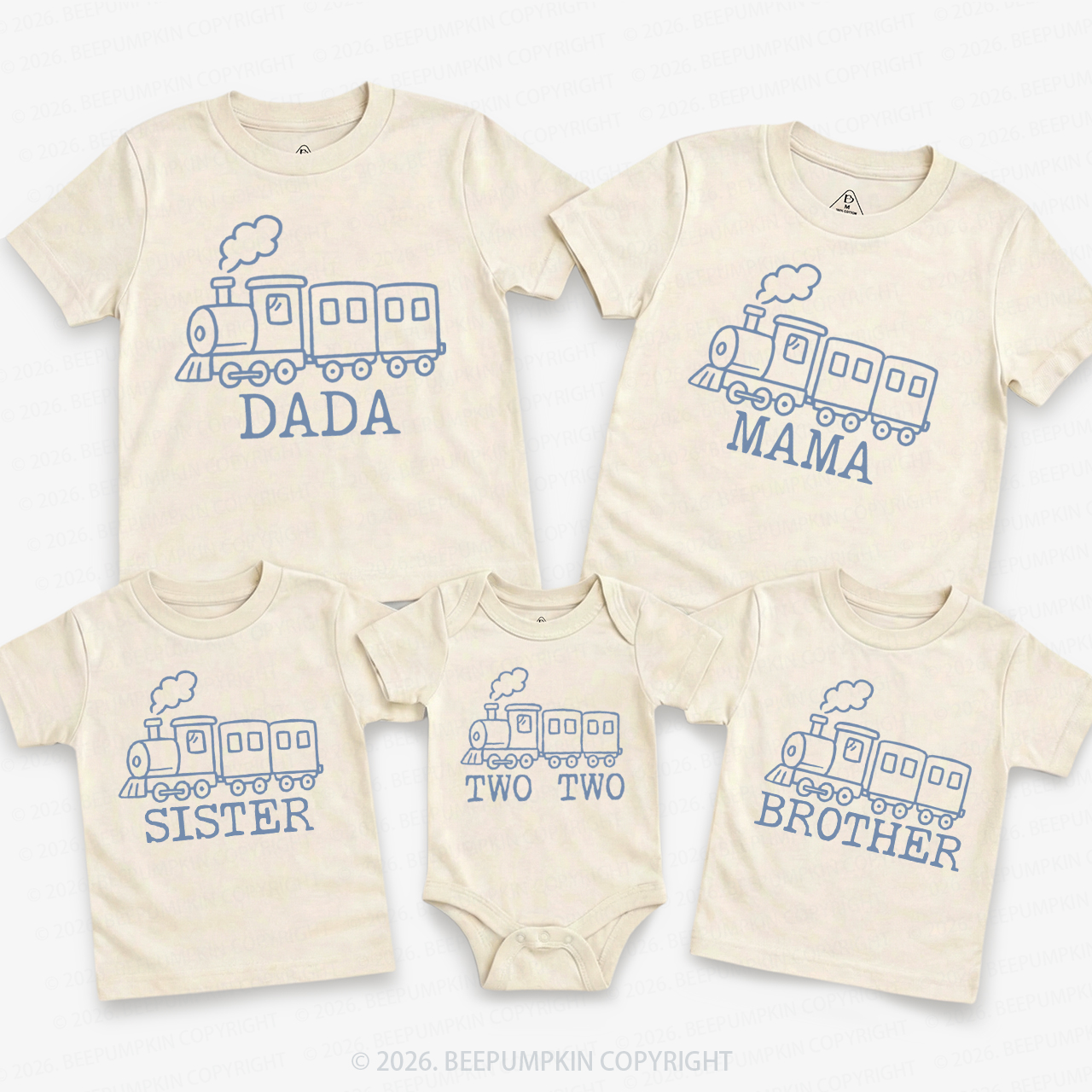 Personalized Train Chugga Chugga Family Matching T-Shirts