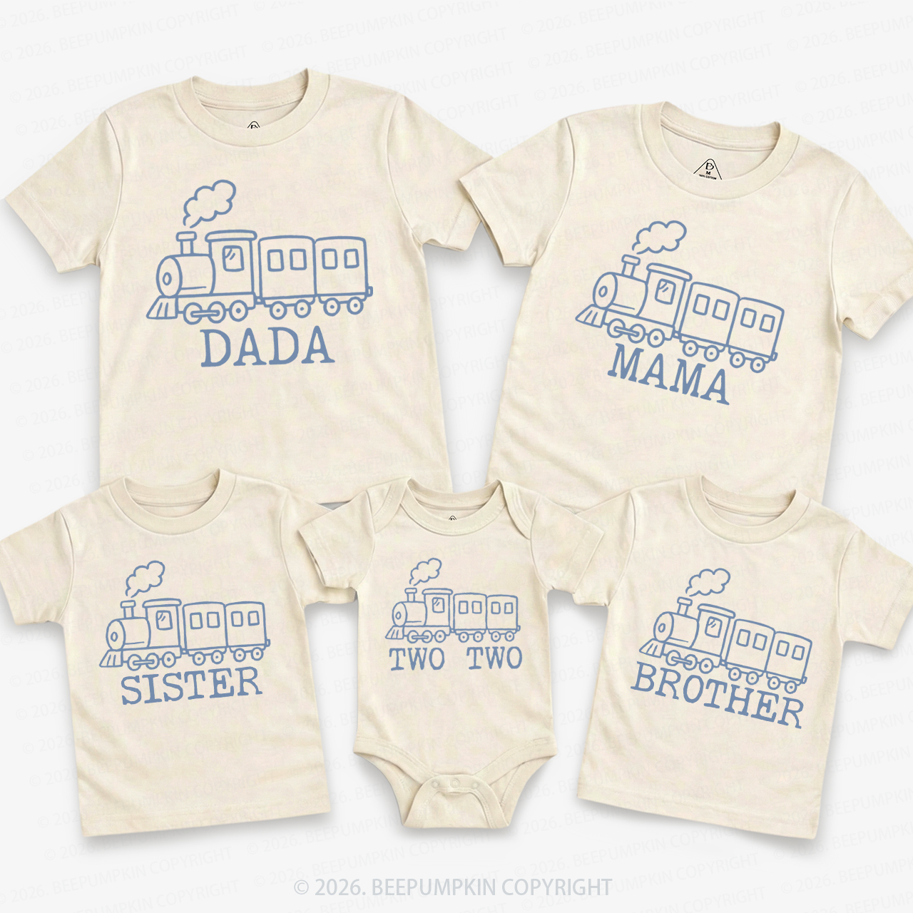 Personalized Train Chugga Chugga Family Matching T-Shirts