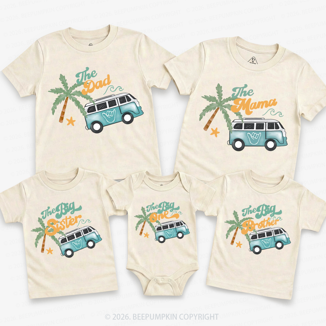 Surfing Beach Wave Family Matching T-Shirts