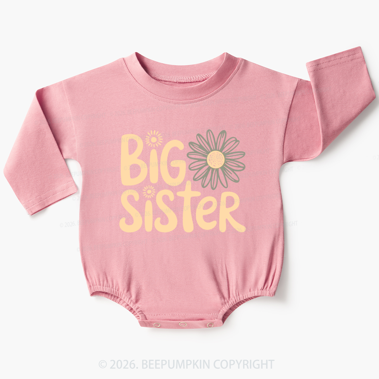 Big Sister Daisy Boho Flower Baby Bubble Romper