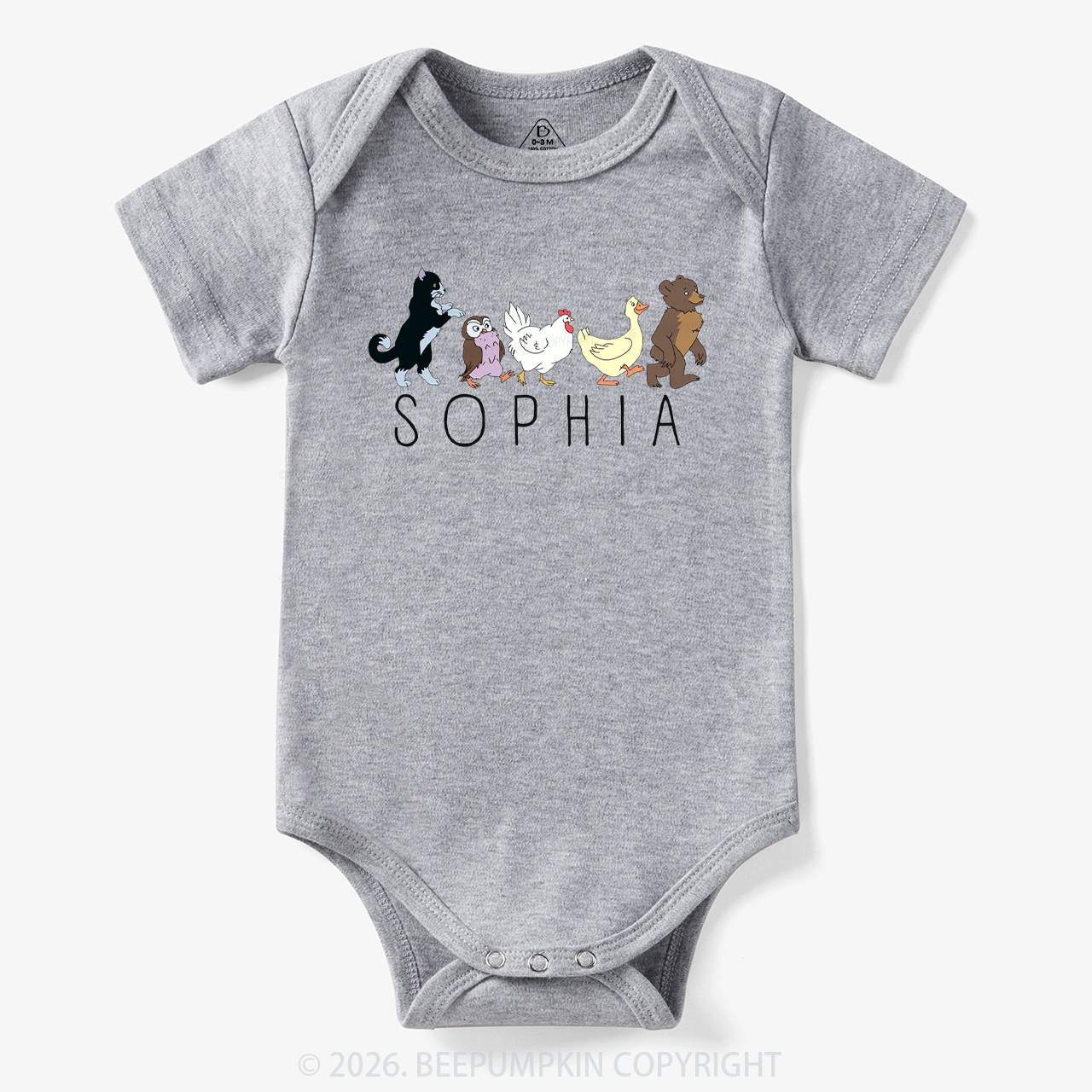 Personalized Cute Animal Friends Bodysuit