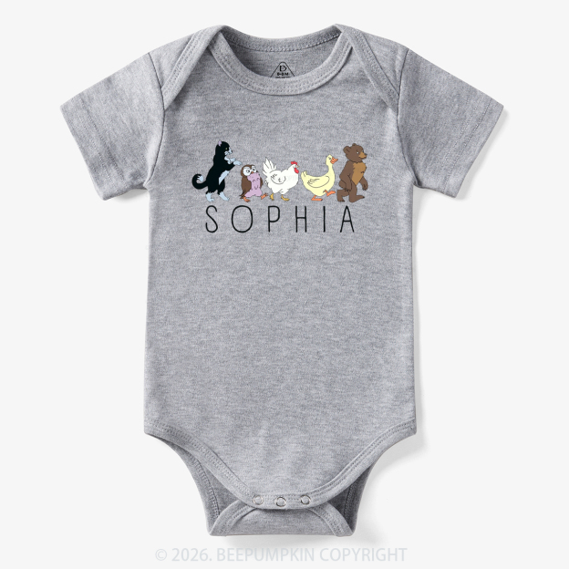 Personalized Cute Animal Friends Bodysuit