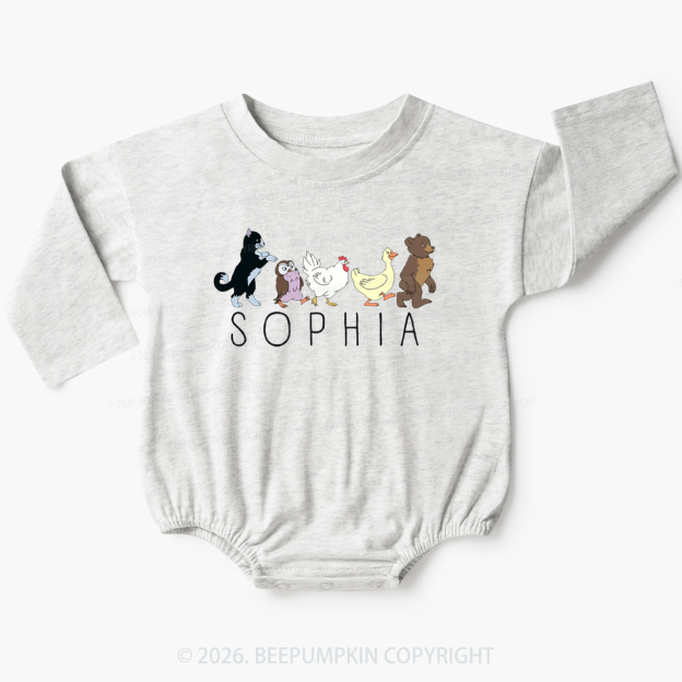 Personalized Cute Animal Friends Baby Bubble Romper