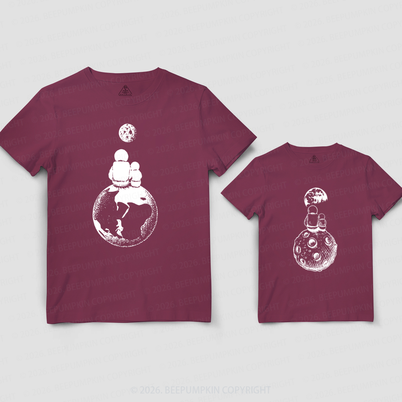 Moon and Astronaut Space Dad&Me Matching Shirts