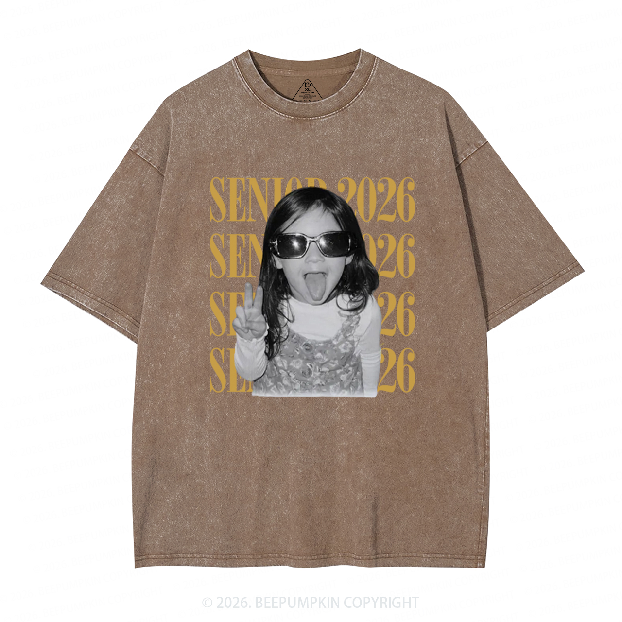Personalized Vintage Photo And Year Senior Adult Washed T-Shirts