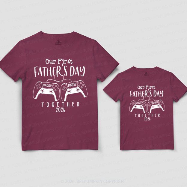 Personalized Gamer First Father's Day Dad&Me Matching Shirts