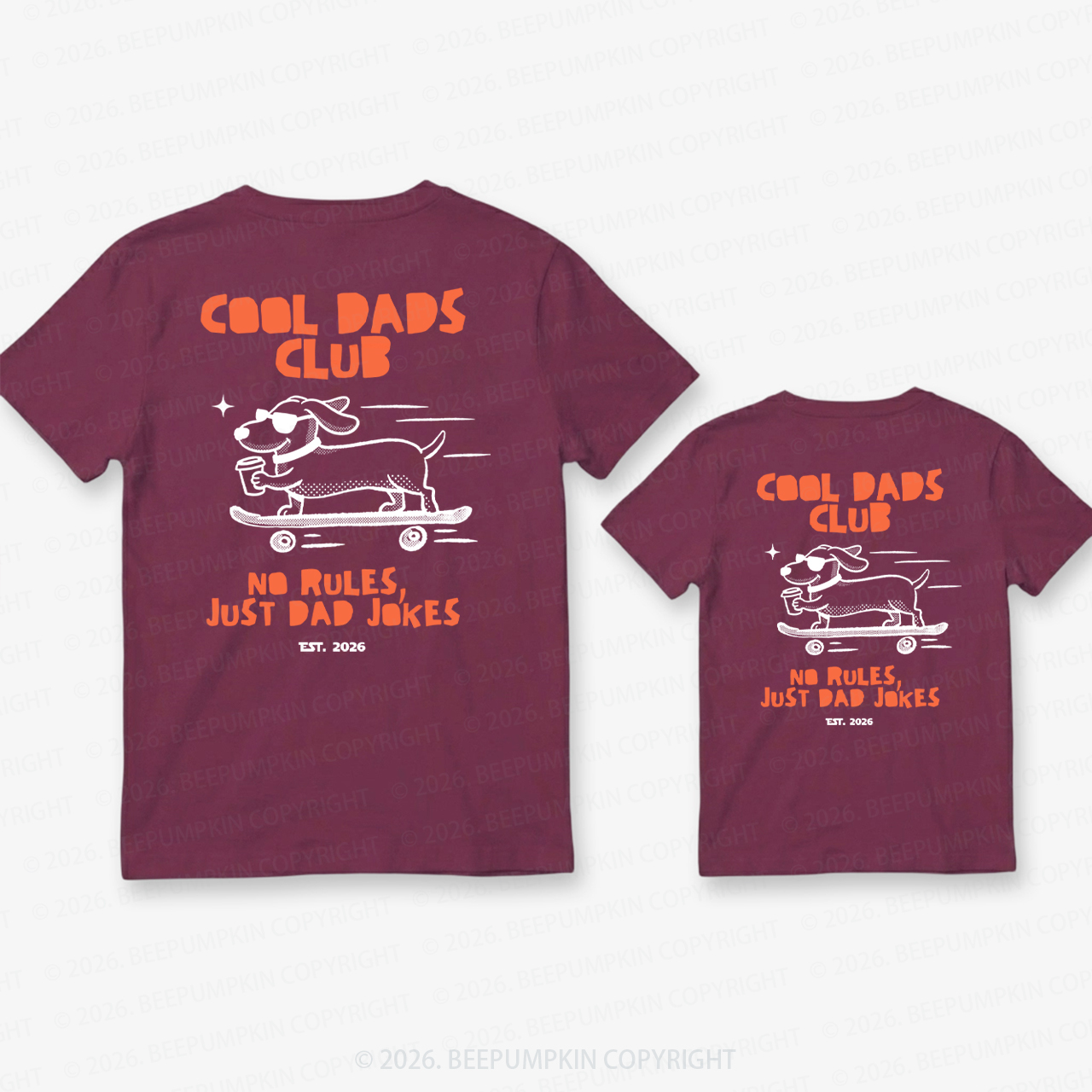 Cool Dads Club Dog Skateboard Dad&Me Matching Shirts