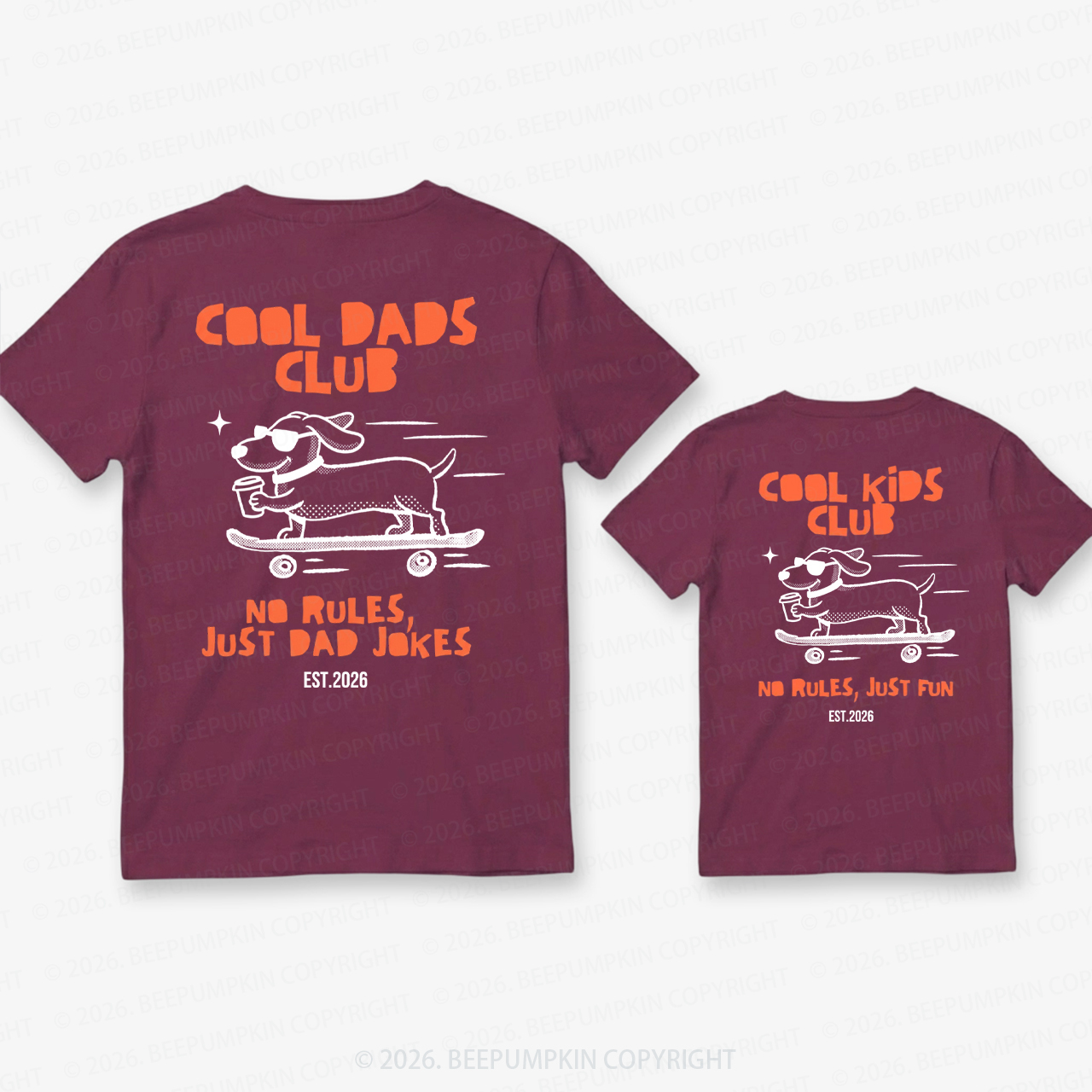 Cool Dads Club Dog Skateboard Dad&Me Matching Shirts