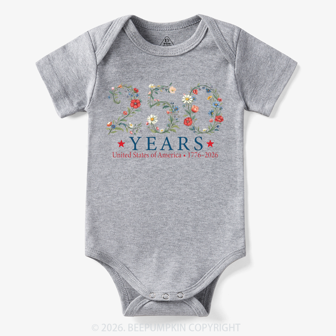 USA 250th Anniversary Floral Bodysuit