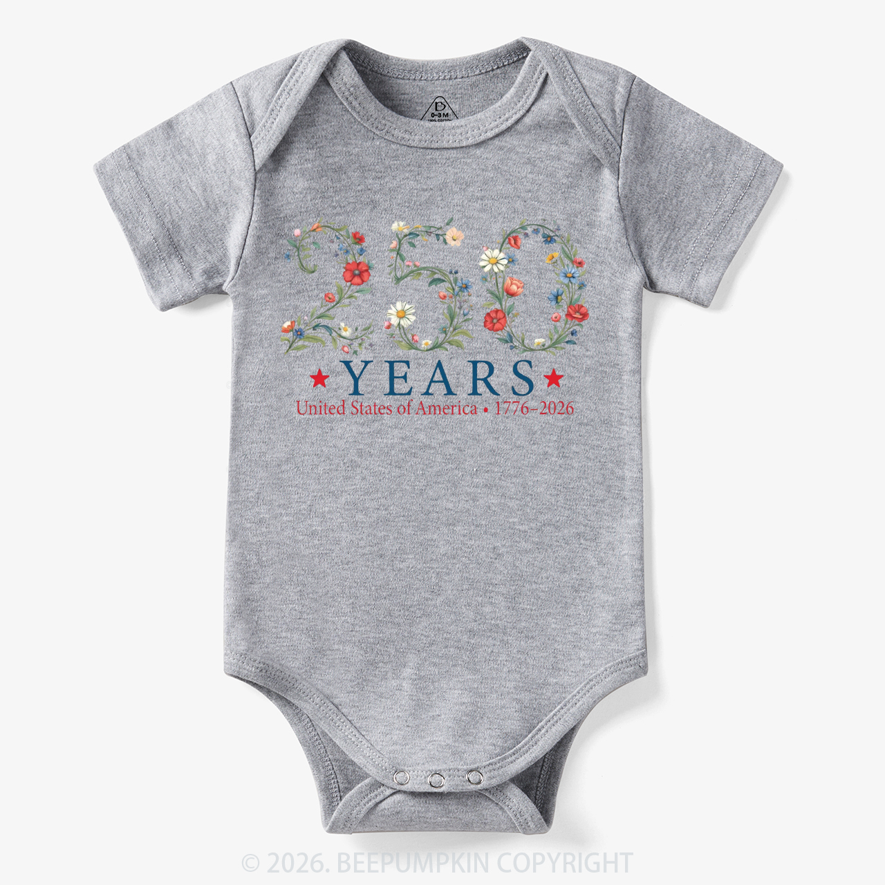 USA 250th Anniversary Floral Bodysuit