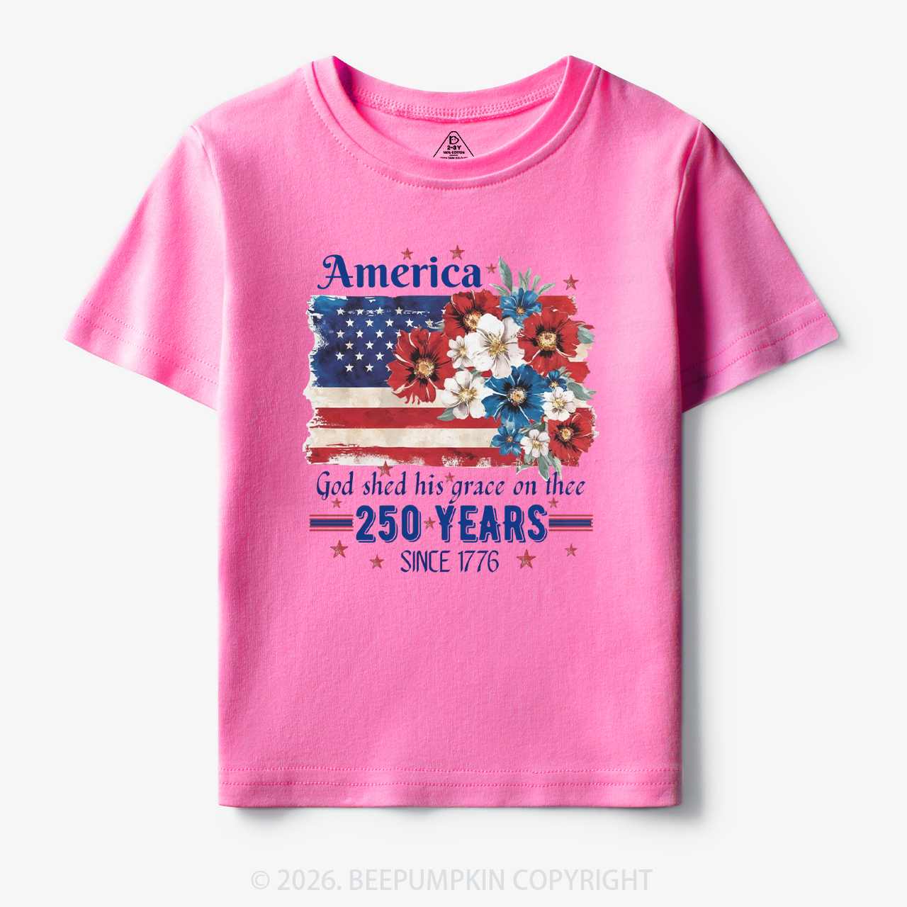 America 250 Years Flag Floral Toddler&Kid's Tees