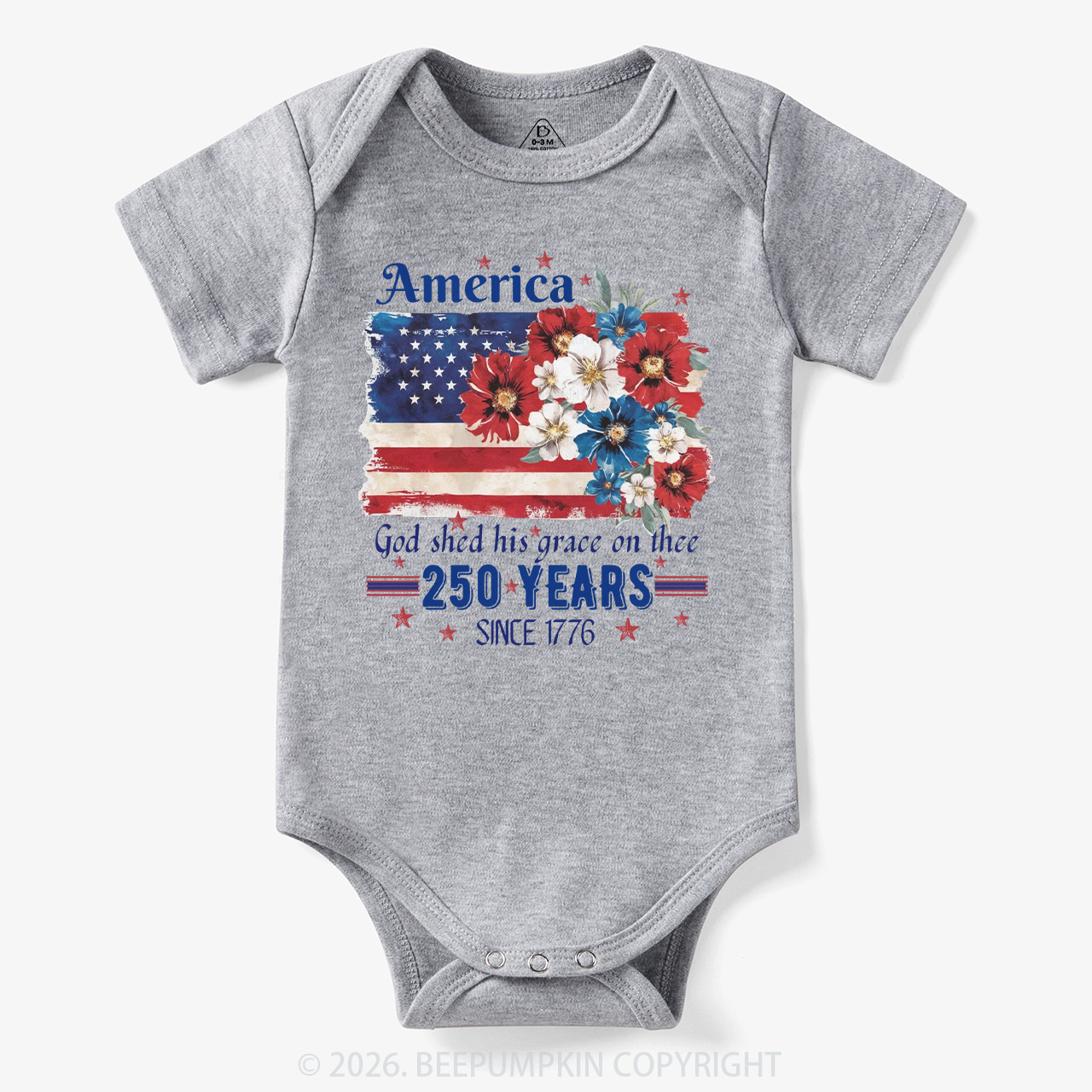 America 250 Years Flag Floral Bodysuit