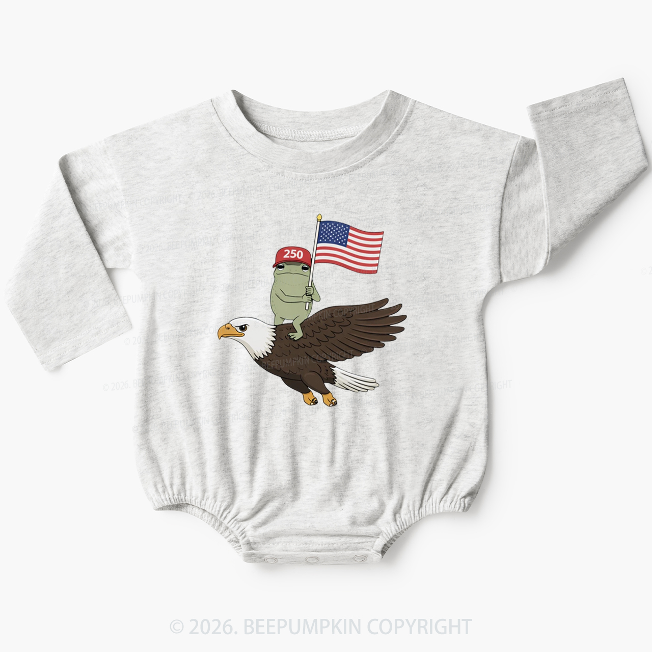 Americas 250th Birthday Funny Frog Baby Bubble Romper