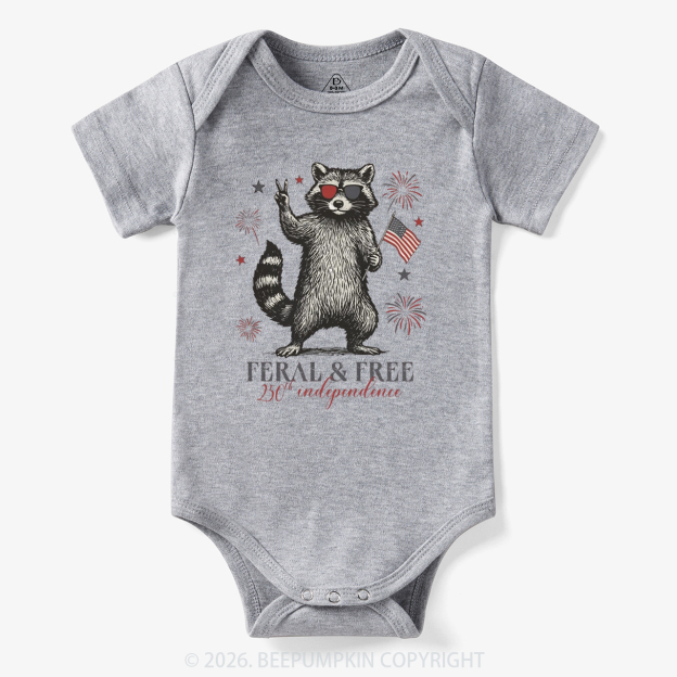 Feral but Free Patriotic Raccoon America 250th Bodysuit