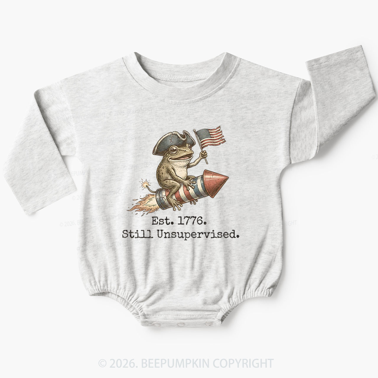 Est 1776 Funny Frog  American 250th Anniversary Baby Bubble Romper