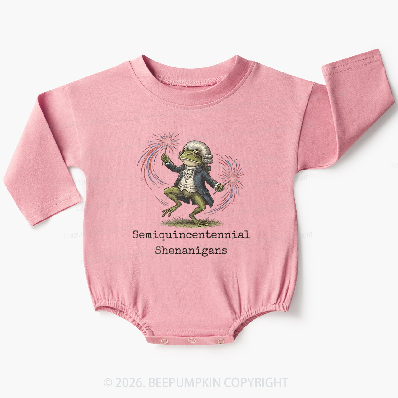 American 250th Anniversary Funny Frog Retro Baby Bubble Romper