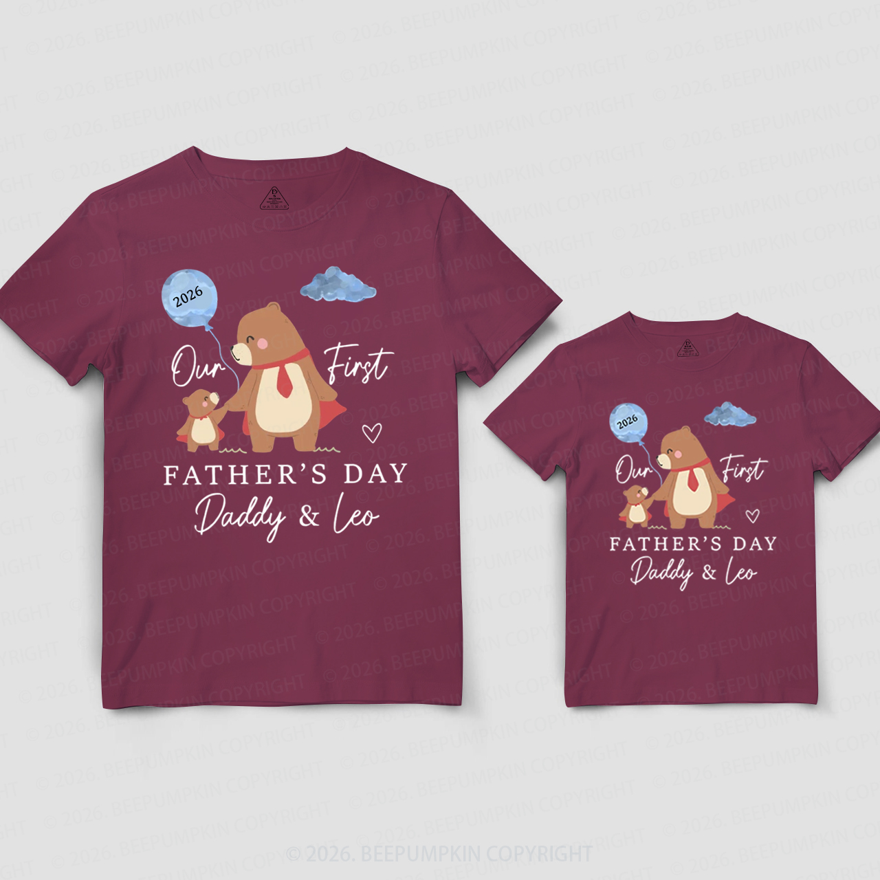 Personalized First Father's Day Bear Dad&Me Matching Shirts
