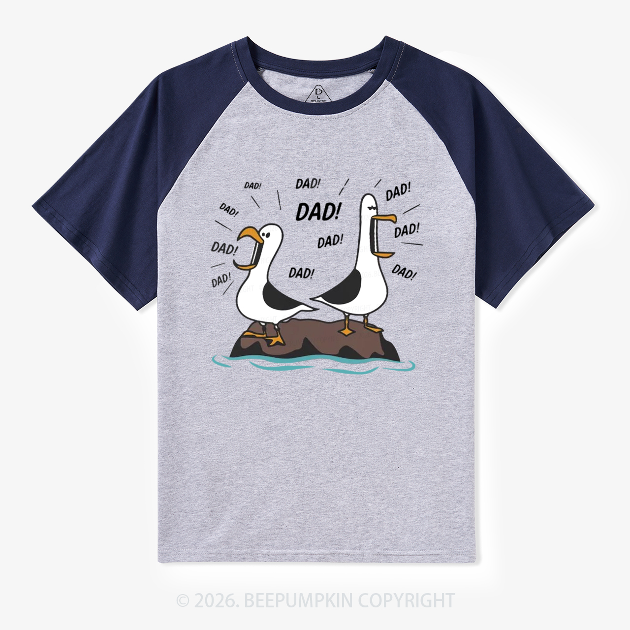 Funny Seagull Dad Retro Raglan T-shirt