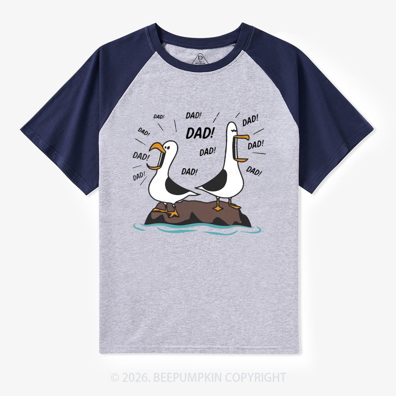 Funny Seagull Dad Retro Raglan T-shirt