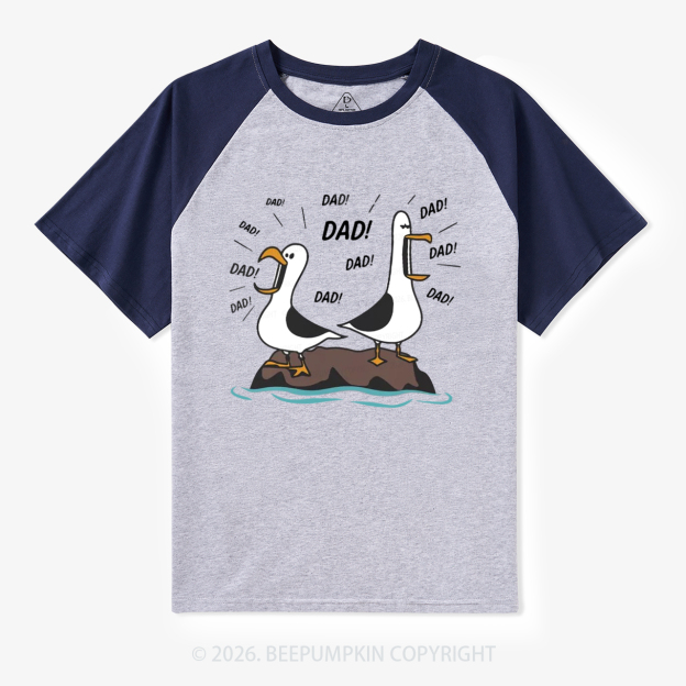 Funny Seagull Dad Retro Raglan T-shirt