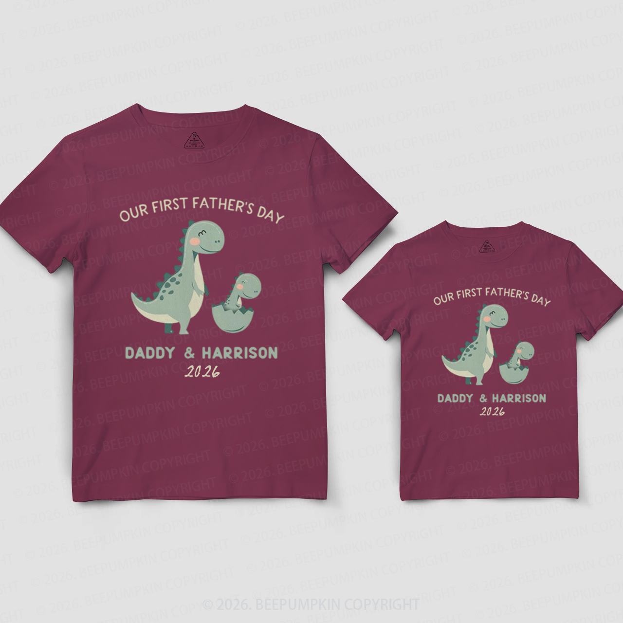 Personalized Cute Dinosaur First Father's Day Dad&Me Matching Shirts
