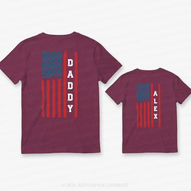 Personalized American Flag Dad&Me Matching Shirts