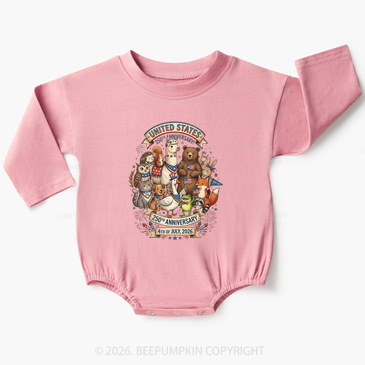 USA 250th Anniversary 4th of July Baby Bubble Romper