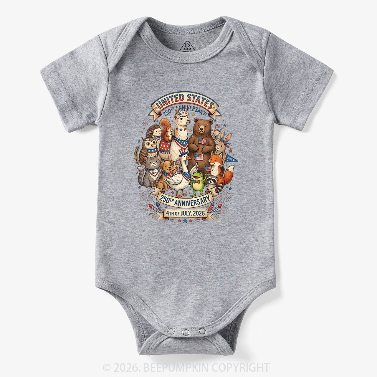 USA 250th Anniversary 4th of July Bodysuit