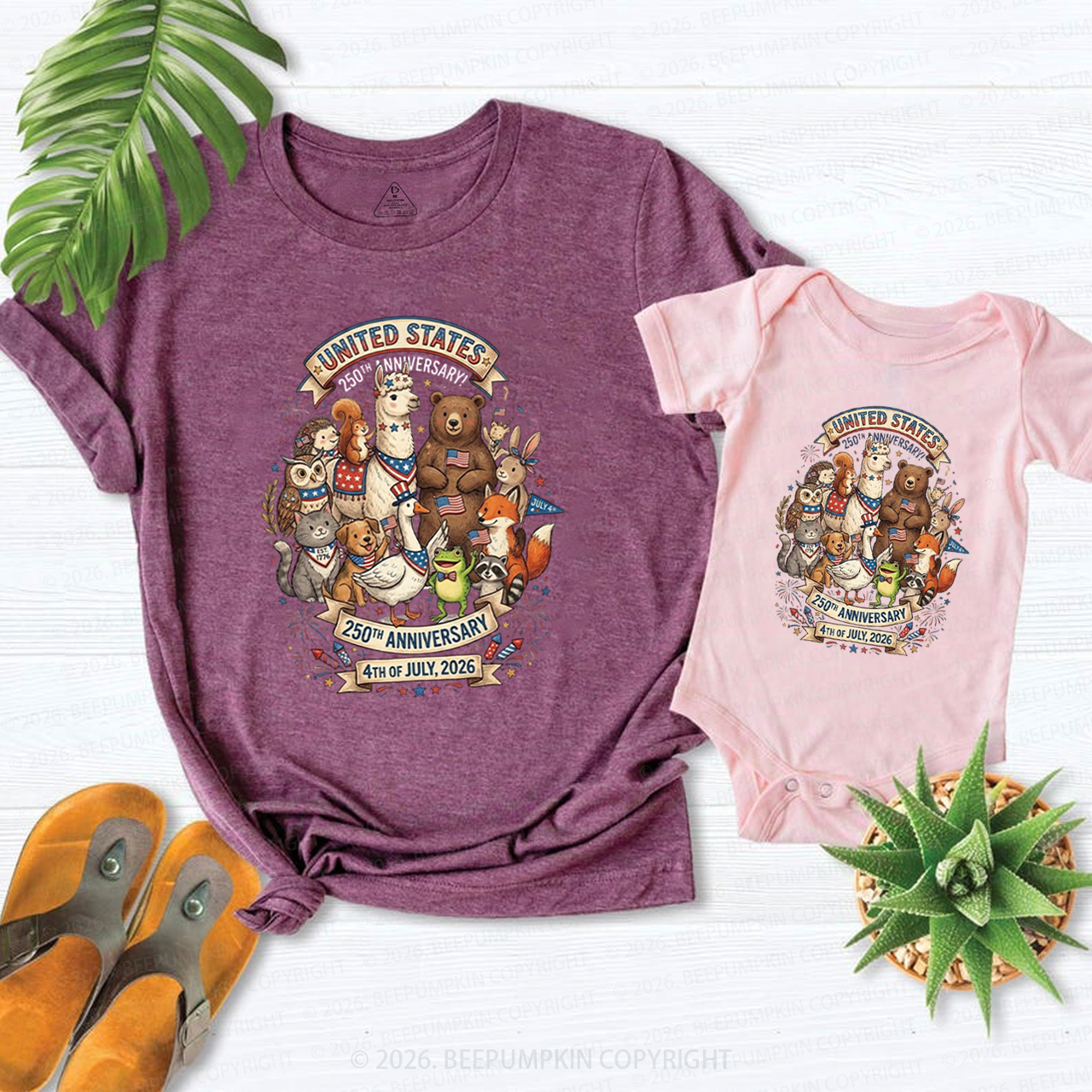 USA 250th Anniversary 4th of July Mom&Me Matching T-Shirts