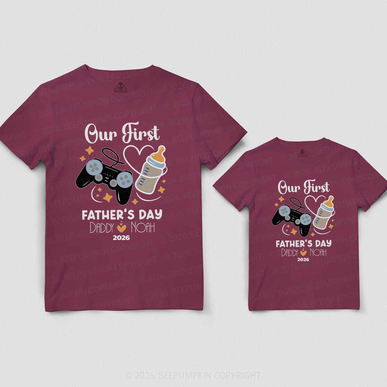 Personalized Gamer First Father's Day Dad&Me Matching Shirts